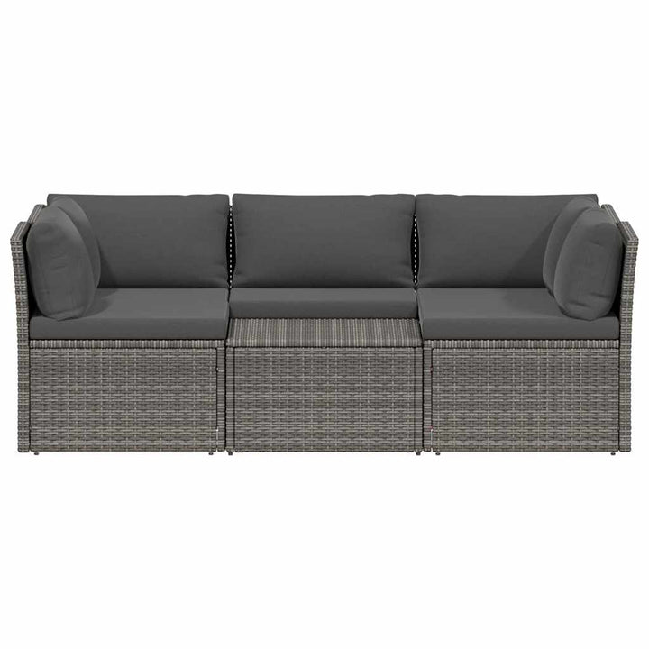 haveloungesæt i 4 dele med hynder polyrattan grå