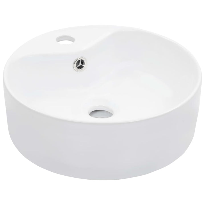 håndvask med overløb 36 x 13 cm keramik hvid