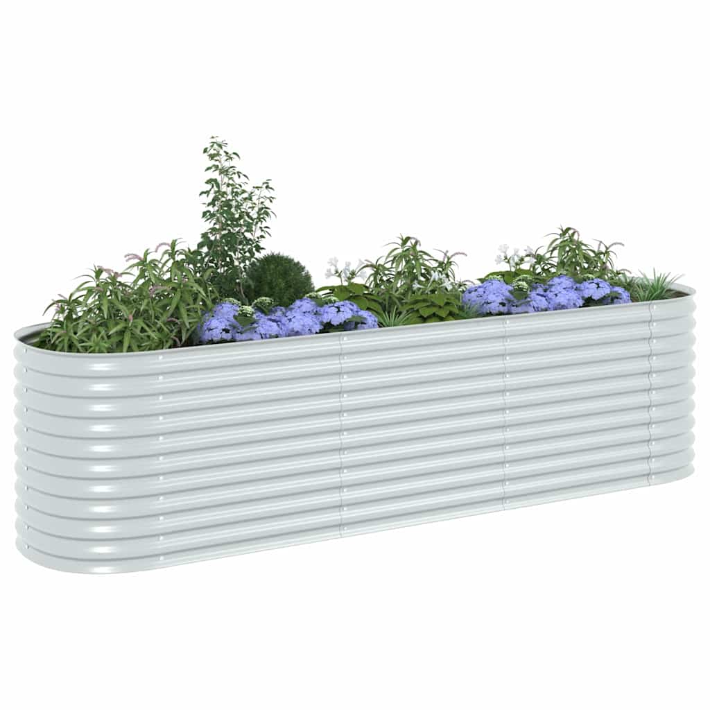 forhøjet plantekasse 320x80x81 cm galvaniseret stål sølvfarvet