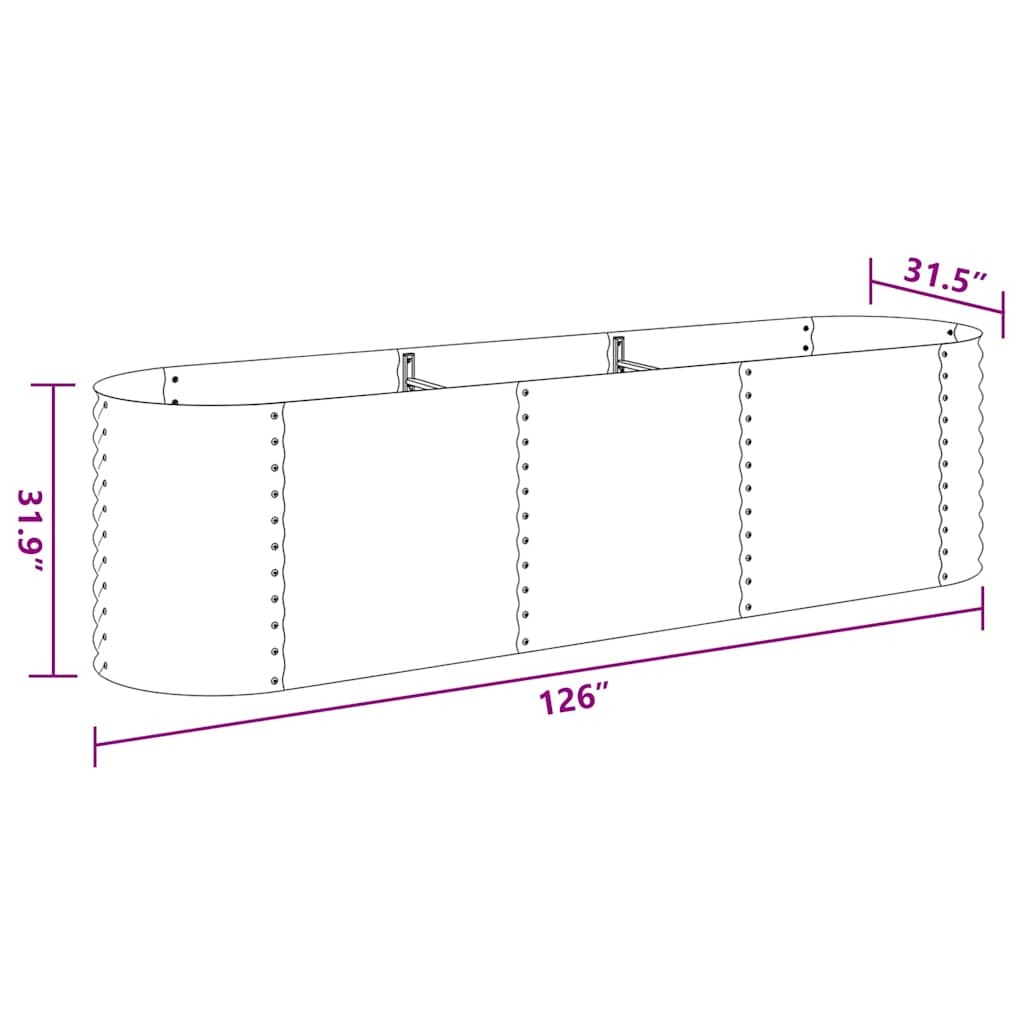 forhøjet plantekasse 320x80x81 cm galvaniseret stål sølvfarvet
