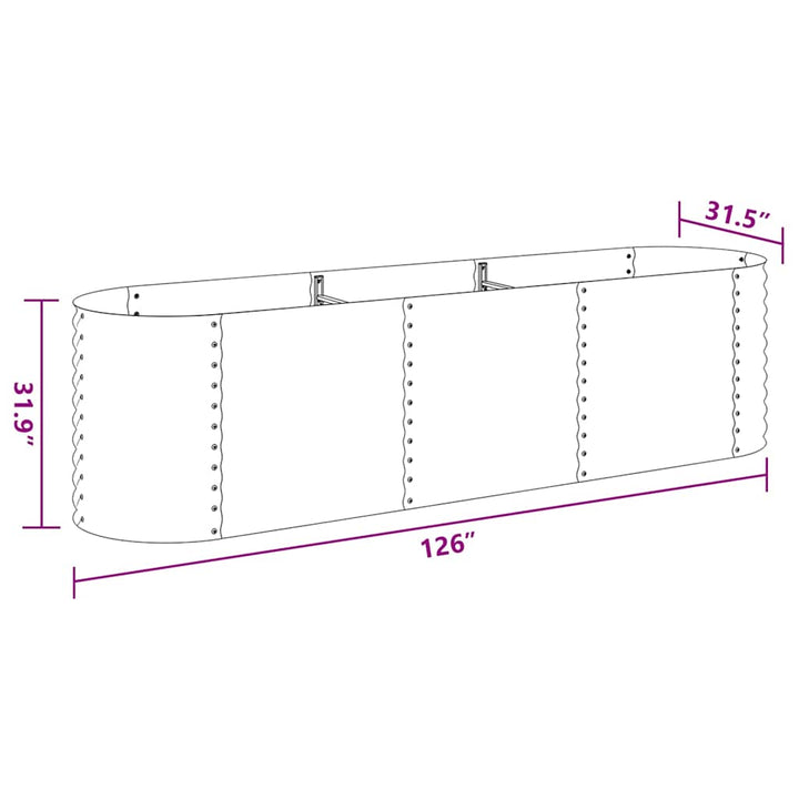 forhøjet plantekasse 320x80x81 cm galvaniseret stål sølvfarvet