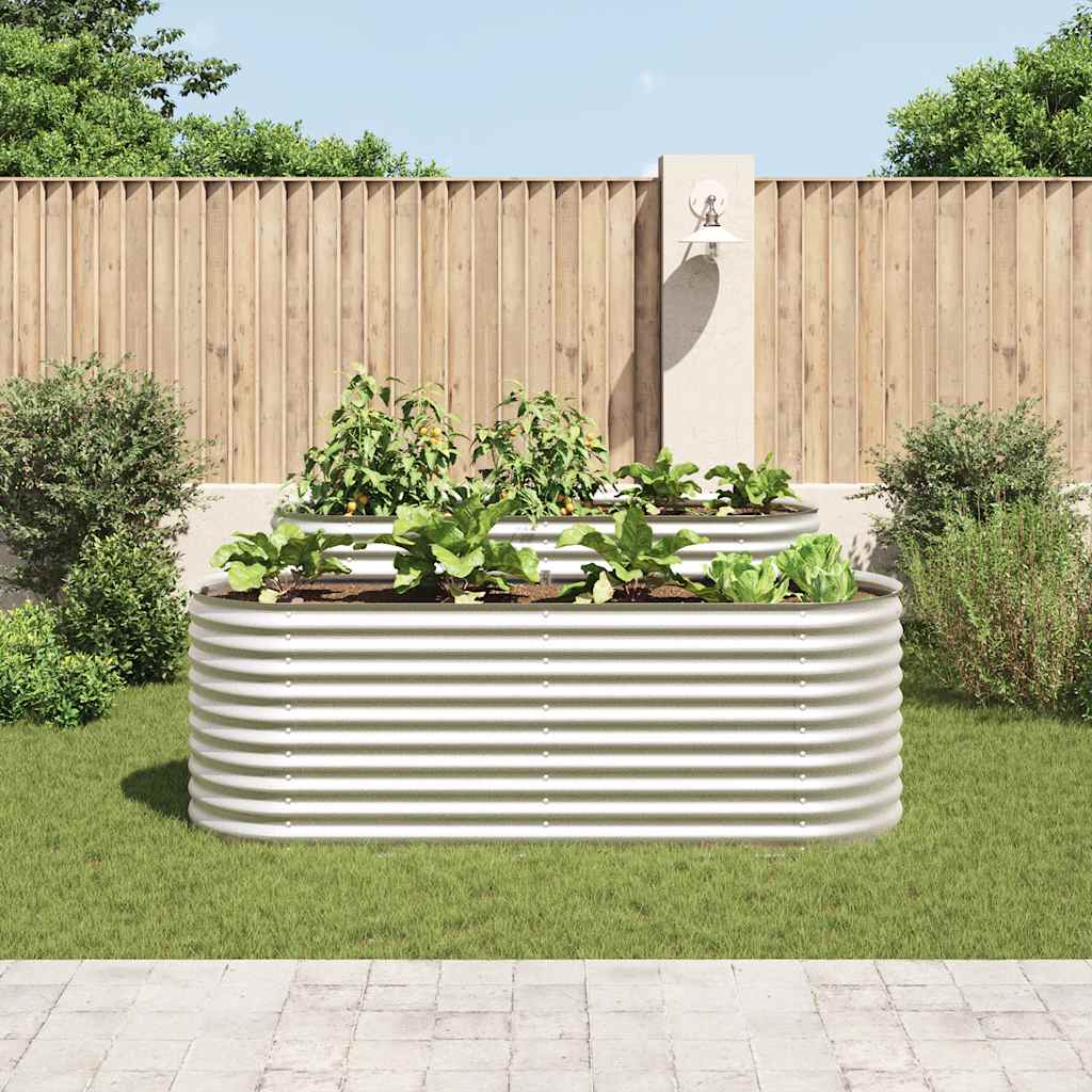 forhøjet plantekasse 240x80x81 cm galvaniseret stål sølvfarvet