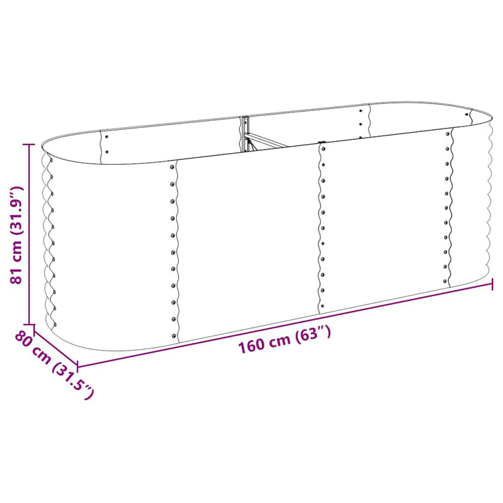 forhøjet plantekasse 240x80x81 cm galvaniseret stål sølvfarvet