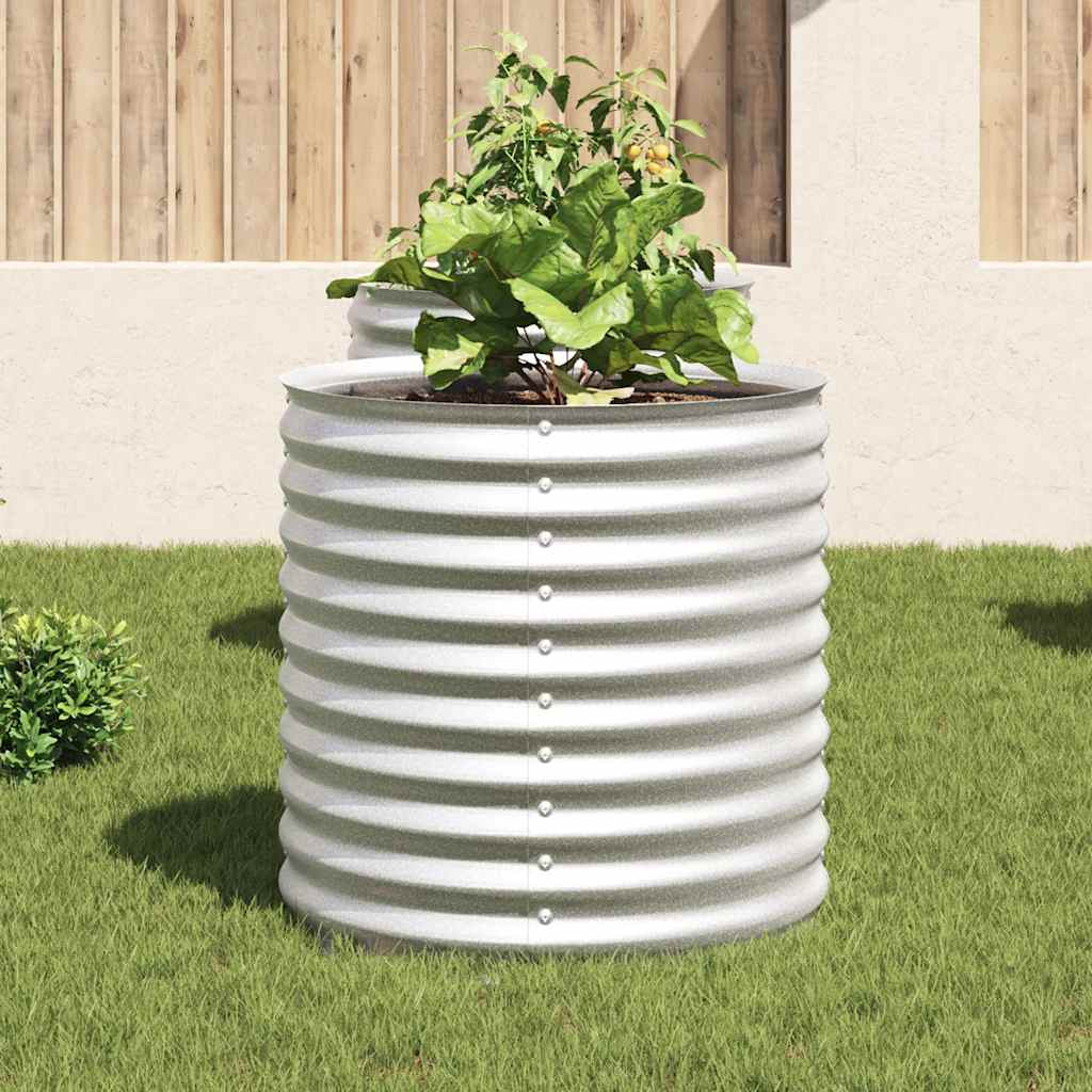 forhøjet plantekasse 80x80x81 cm galvaniseret stål sølvfarvet