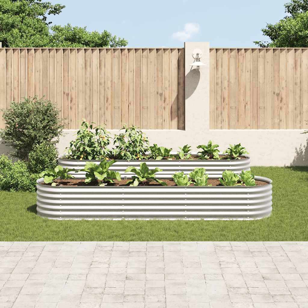 forhøjet plantekasse 320x80x44 cm galvaniseret stål sølvfarvet