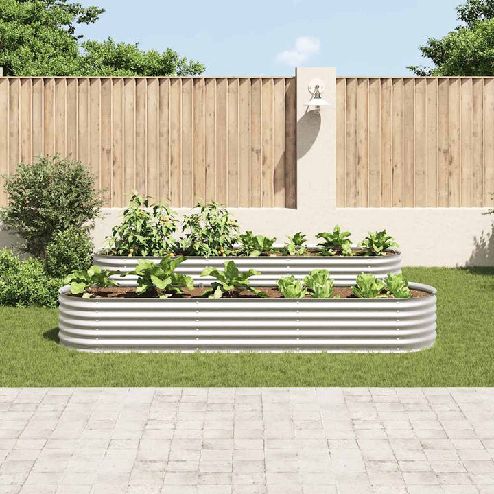 forhøjet plantekasse 320x80x44 cm galvaniseret stål sølvfarvet