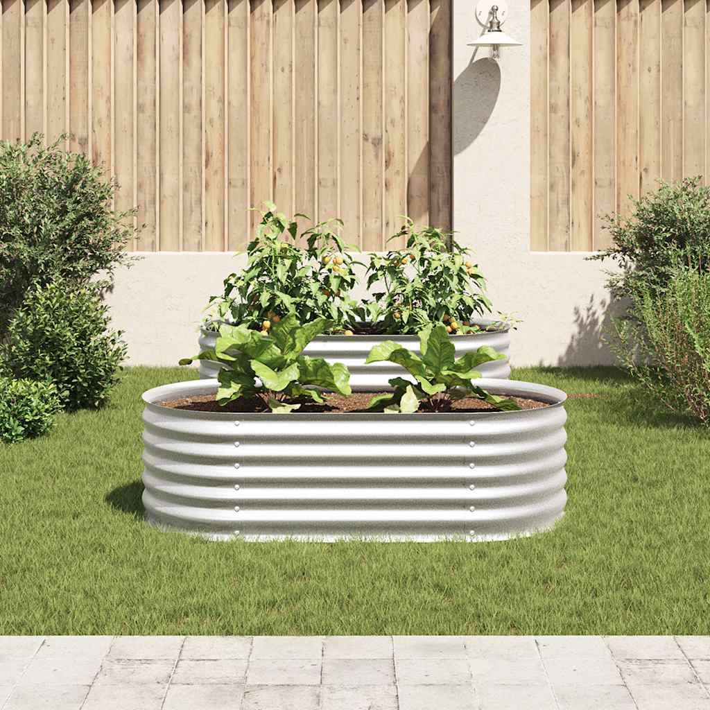 forhøjet plantekasse 160x80x44 cm galvaniseret stål sølvfarvet