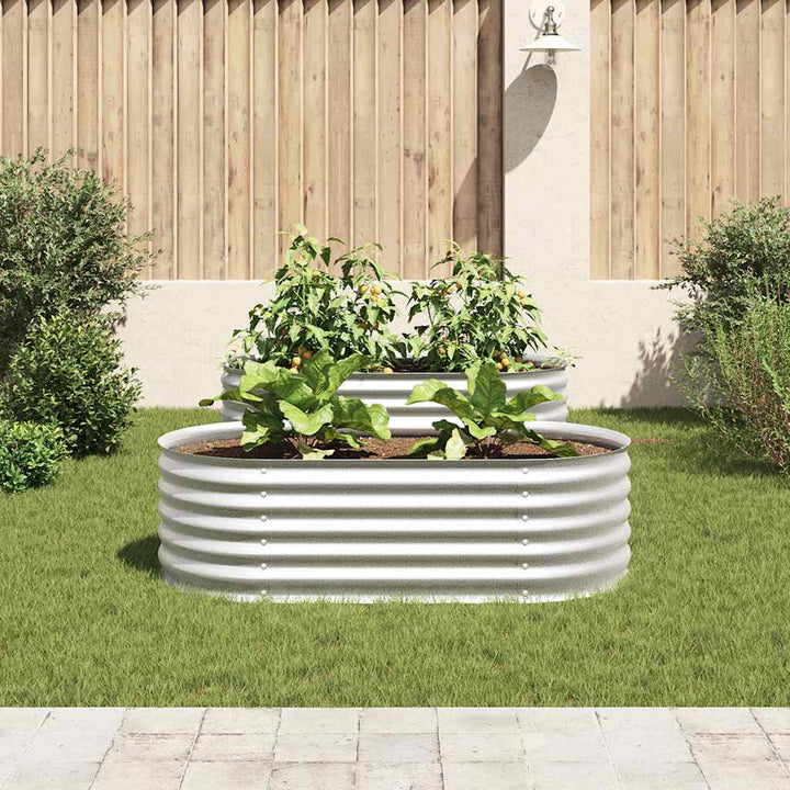 forhøjet plantekasse 160x80x44 cm galvaniseret stål sølvfarvet