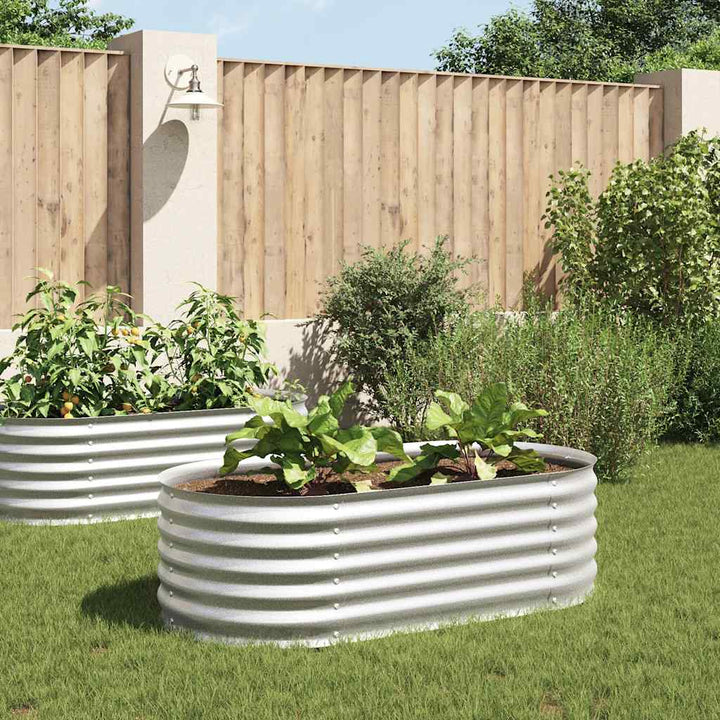 forhøjet plantekasse 160x80x44 cm galvaniseret stål sølvfarvet