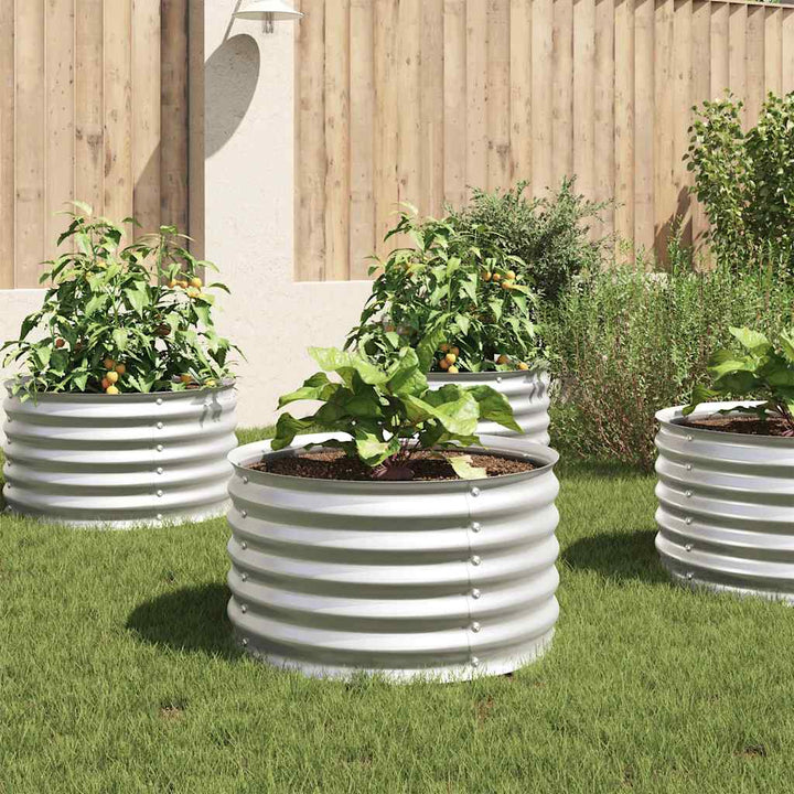 forhøjet plantekasse 80x80x44 cm galvaniseret stål sølvfarvet