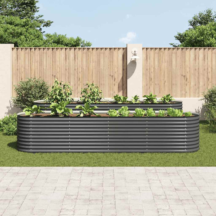 forhøjet plantekasse 400x80x81 cm galvaniseret stål grå