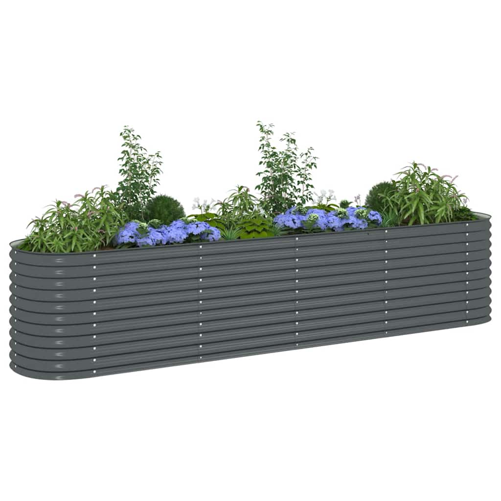 forhøjet plantekasse 400x80x81 cm galvaniseret stål grå