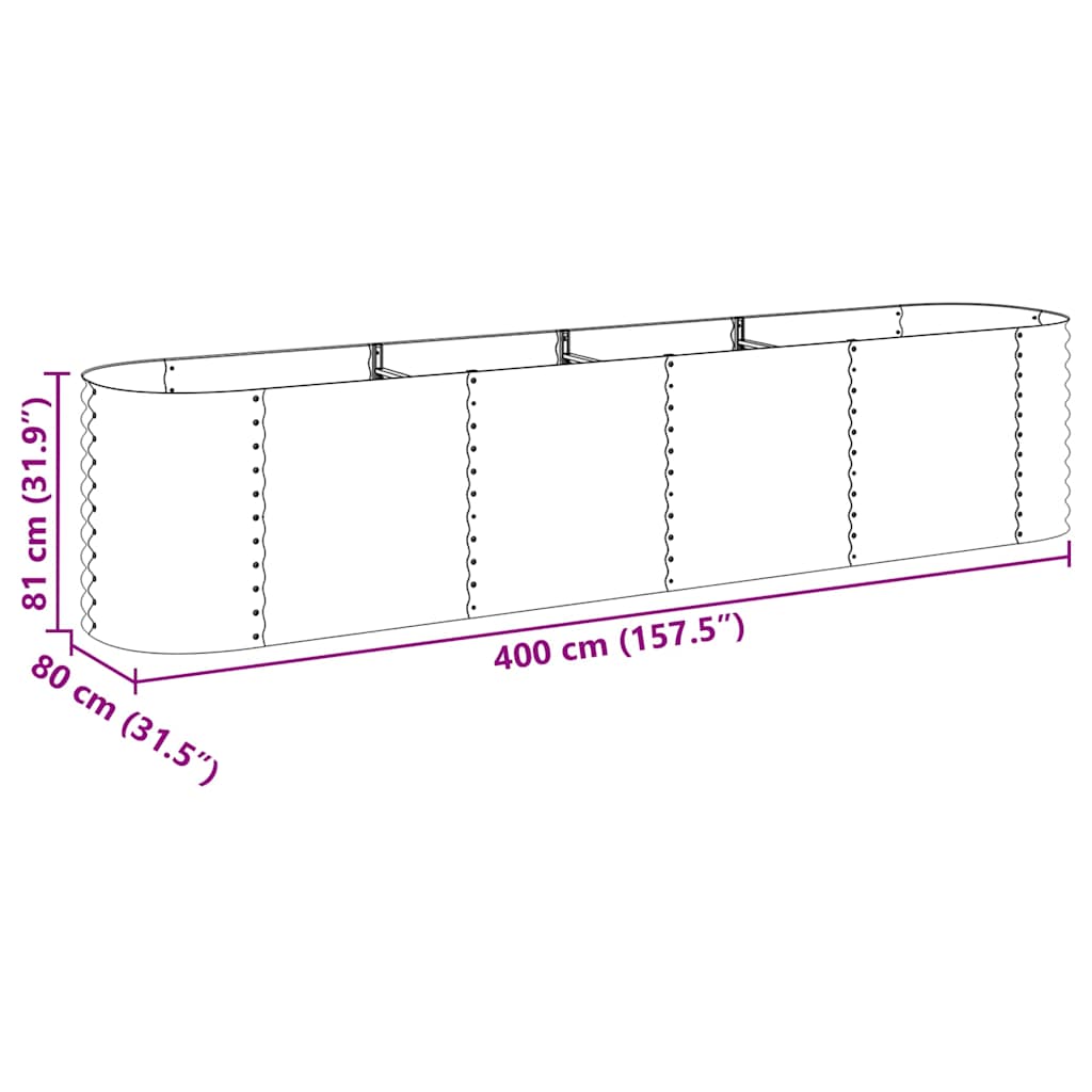 forhøjet plantekasse 400x80x81 cm galvaniseret stål grå