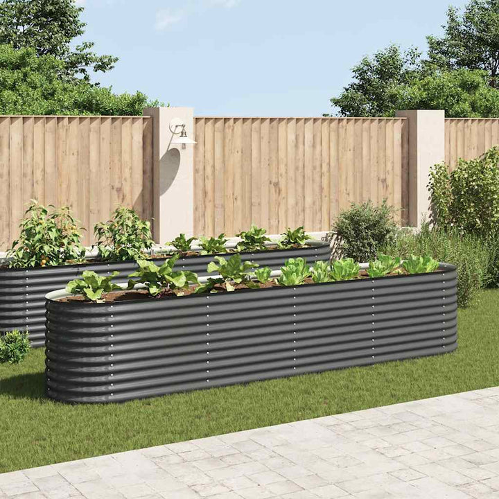 forhøjet plantekasse 400x80x81 cm galvaniseret stål grå