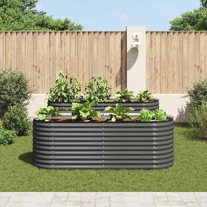 forhøjet plantekasse 240x80x81 cm galvaniseret stål grå