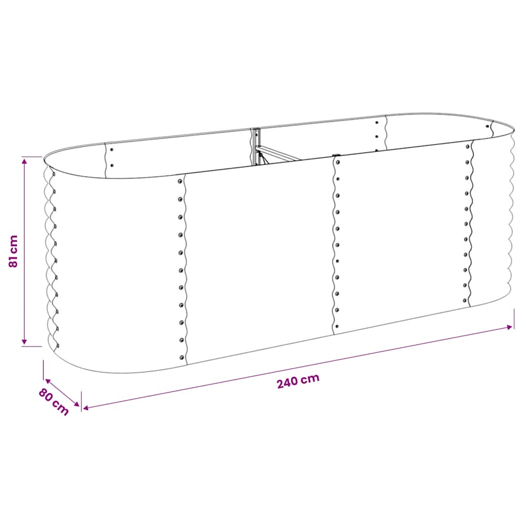 forhøjet plantekasse 240x80x81 cm galvaniseret stål grå