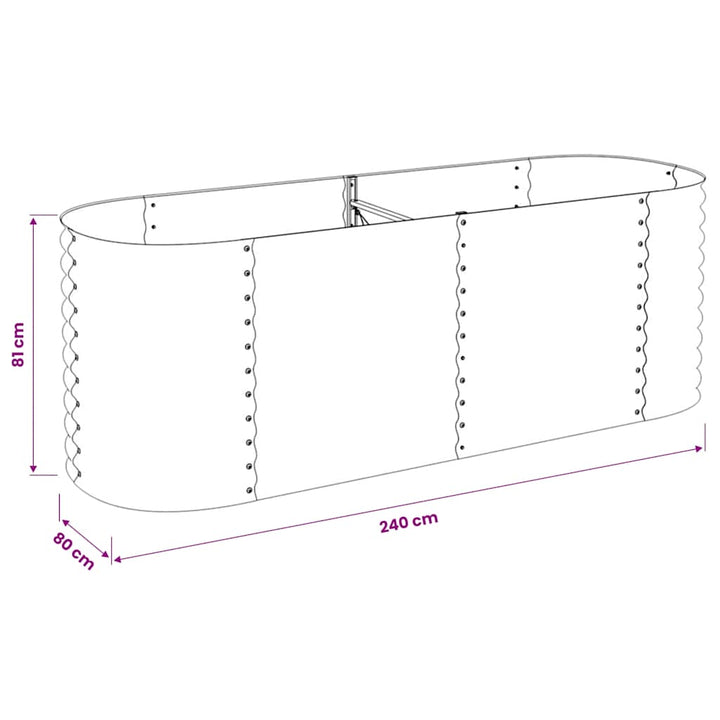 forhøjet plantekasse 240x80x81 cm galvaniseret stål grå