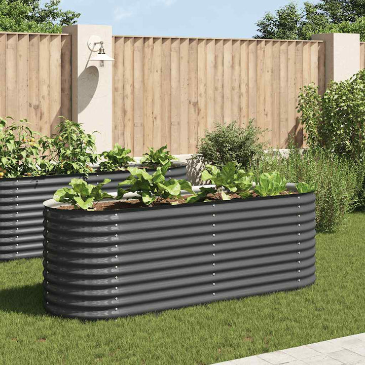 forhøjet plantekasse 240x80x81 cm galvaniseret stål grå