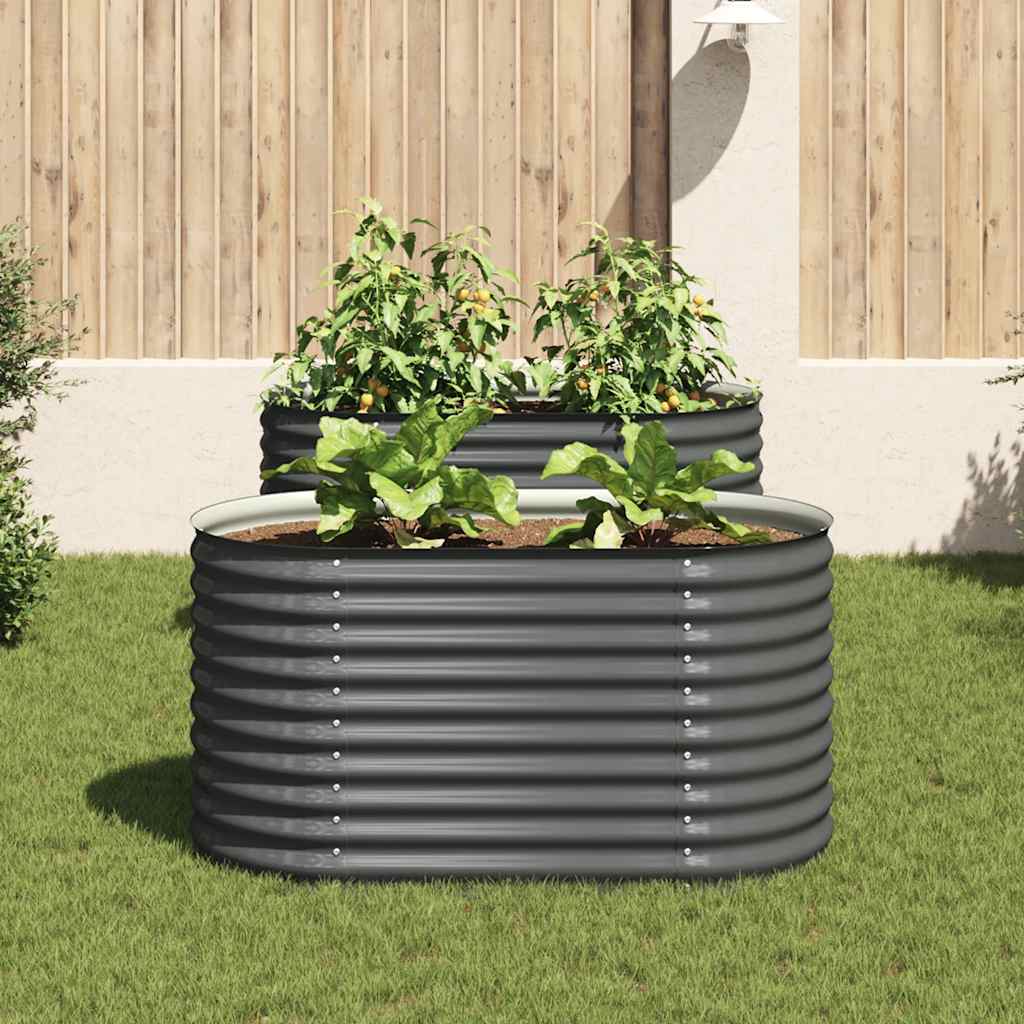 forhøjet plantekasse 160x80x81 cm galvaniseret stål grå