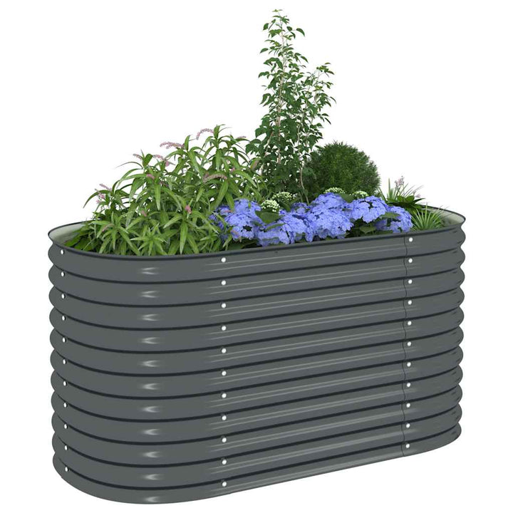 forhøjet plantekasse 160x80x81 cm galvaniseret stål grå