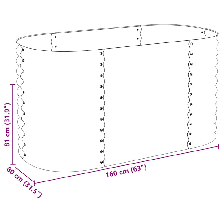 forhøjet plantekasse 160x80x81 cm galvaniseret stål grå