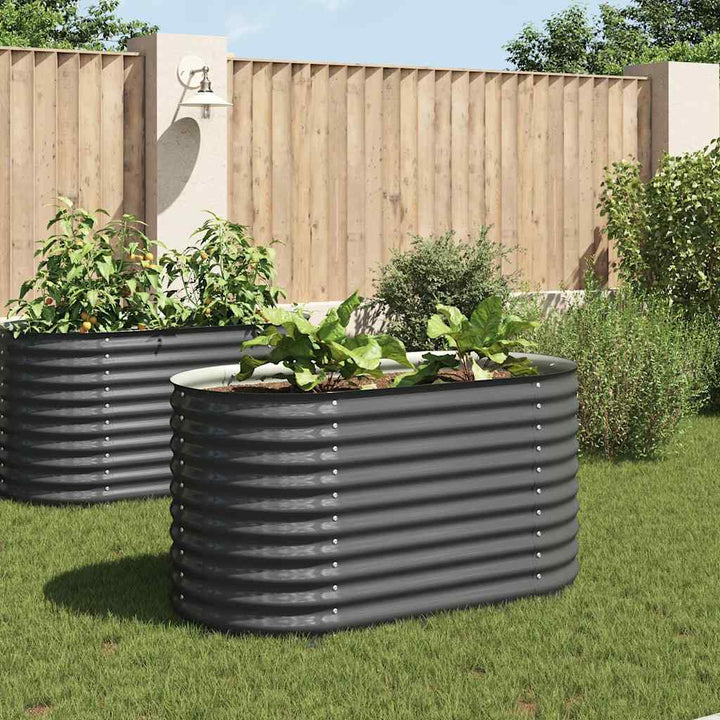 forhøjet plantekasse 160x80x81 cm galvaniseret stål grå