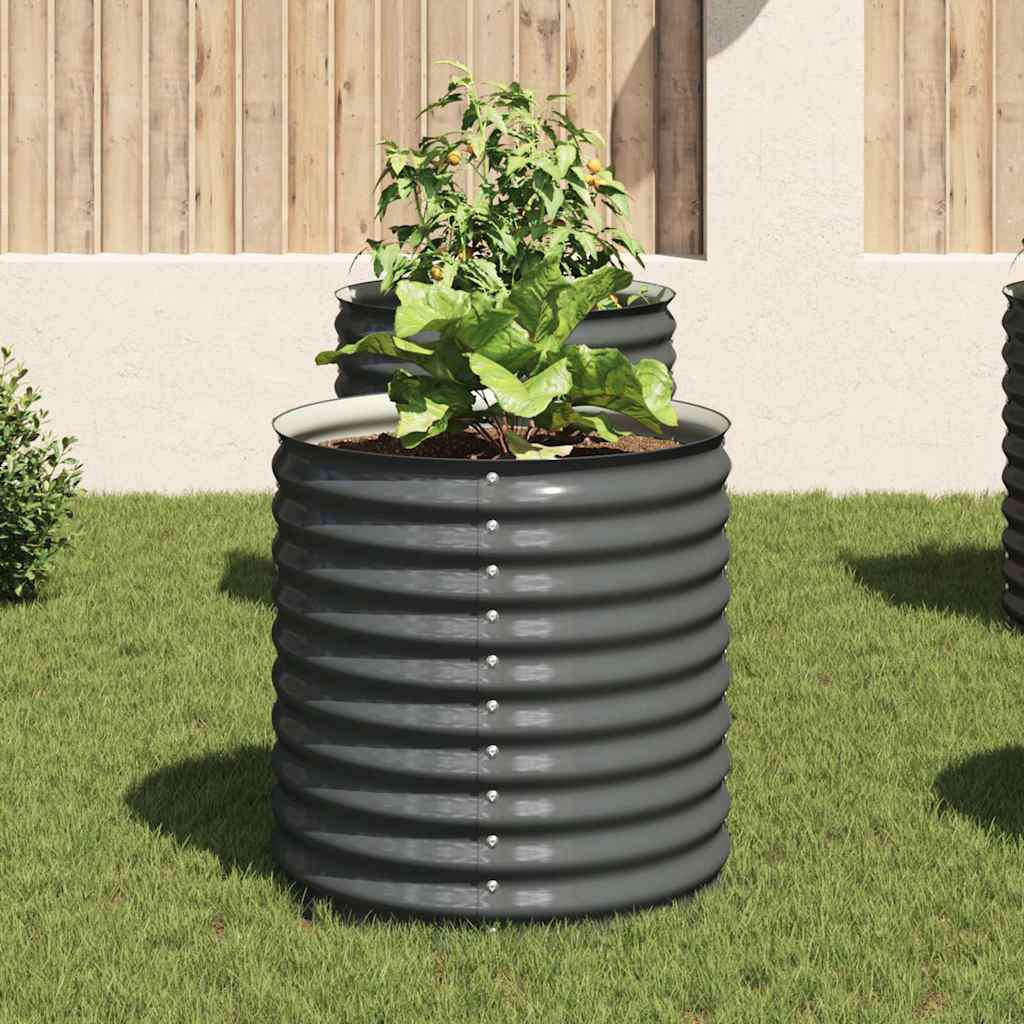 forhøjet plantekasse 80x80x81 cm galvaniseret stål grå