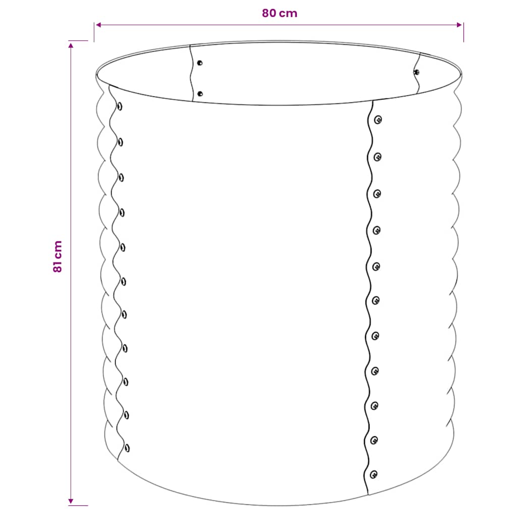 forhøjet plantekasse 80x80x81 cm galvaniseret stål grå