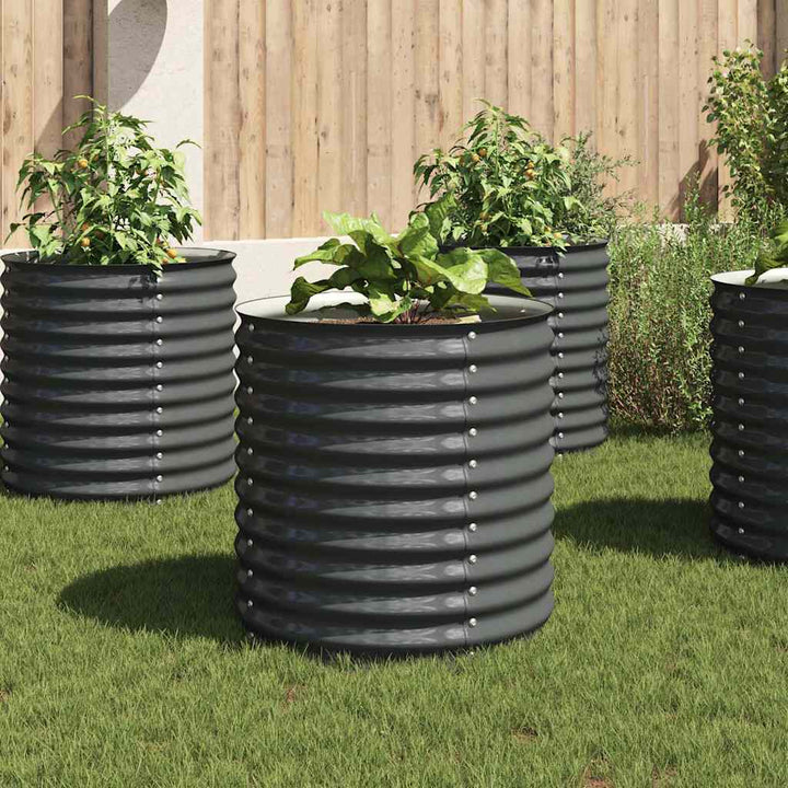 forhøjet plantekasse 80x80x81 cm galvaniseret stål grå