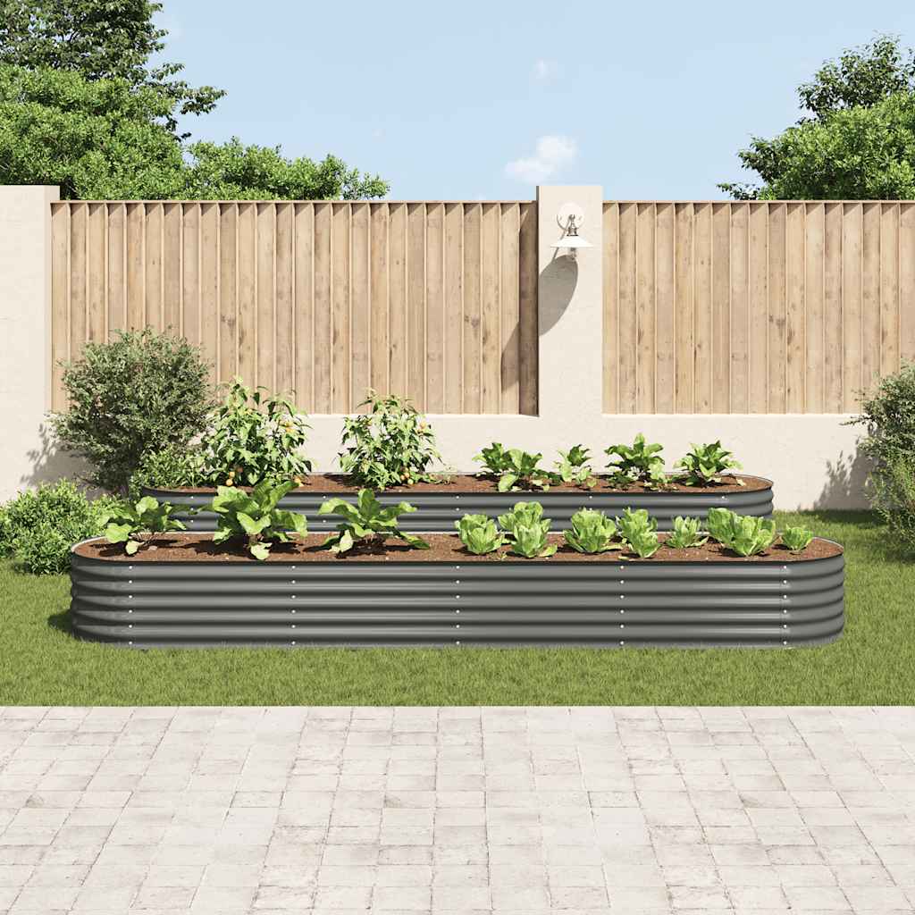 forhøjet plantekasse 400x80x44 cm galvaniseret stål grå