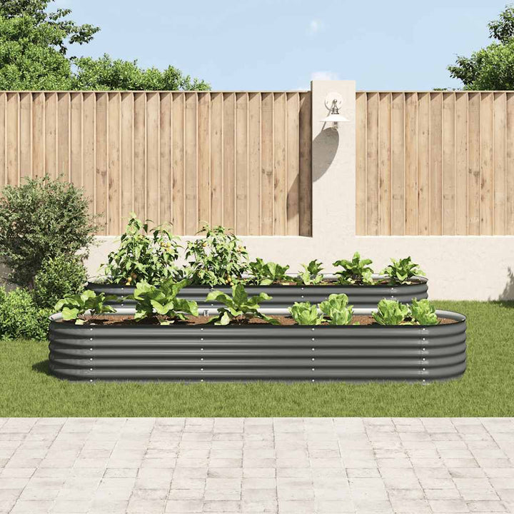 forhøjet plantekasse 320x80x44 cm galvaniseret stål grå