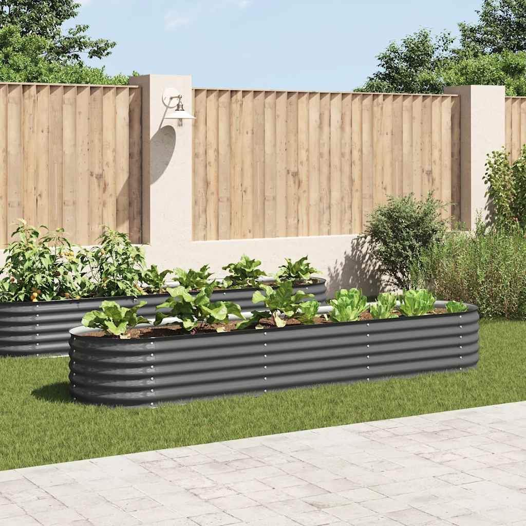 forhøjet plantekasse 320x80x44 cm galvaniseret stål grå