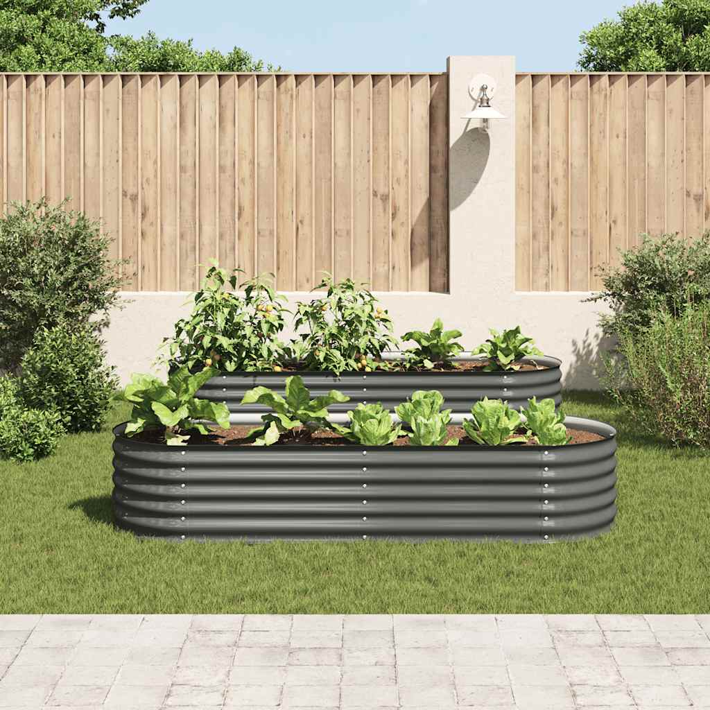 forhøjet plantekasse 240x80x44 cm galvaniseret stål grå