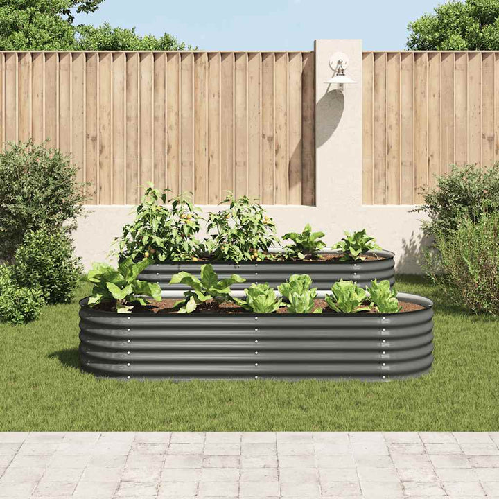 forhøjet plantekasse 240x80x44 cm galvaniseret stål grå