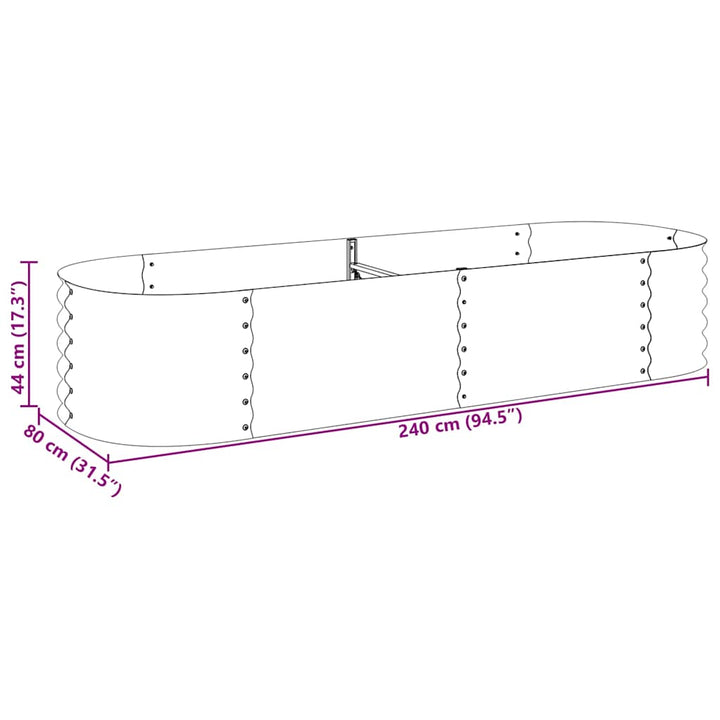 forhøjet plantekasse 240x80x44 cm galvaniseret stål grå