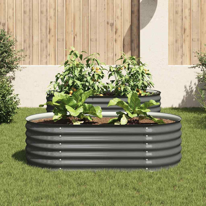forhøjet plantekasse 160x80x44 cm galvaniseret stål grå