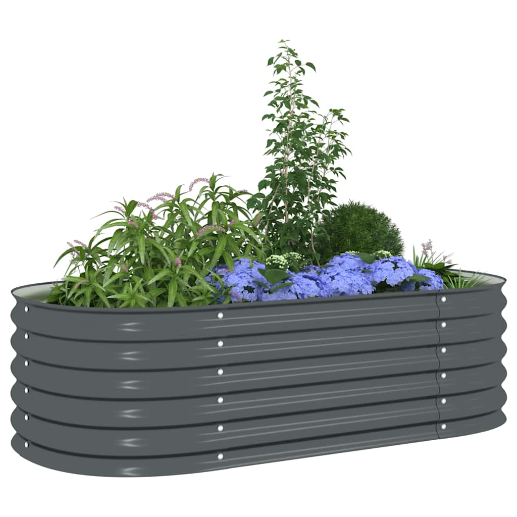 forhøjet plantekasse 160x80x44 cm galvaniseret stål grå