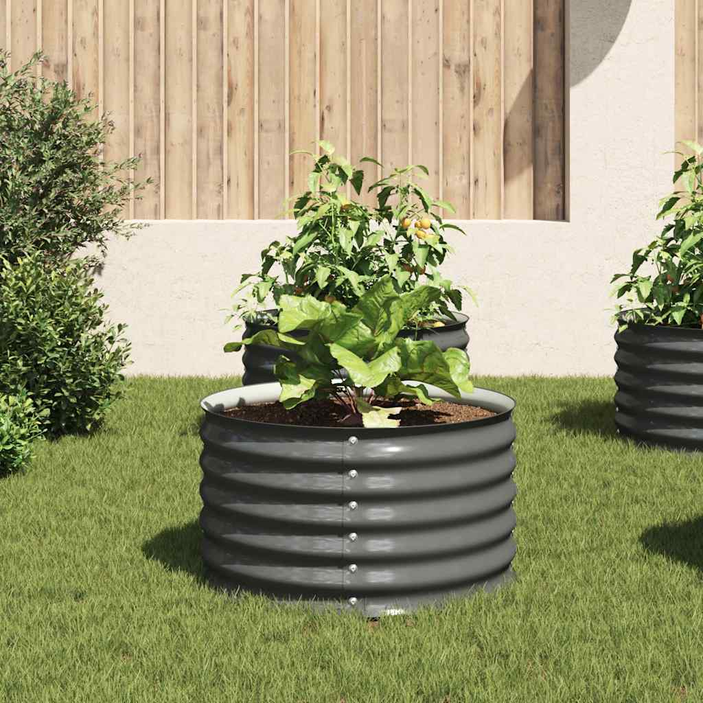 forhøjet plantekasse 80x80x44 cm galvaniseret stål grå