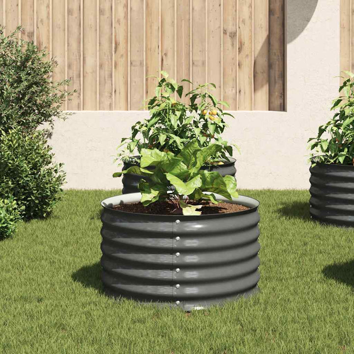forhøjet plantekasse 80x80x44 cm galvaniseret stål grå