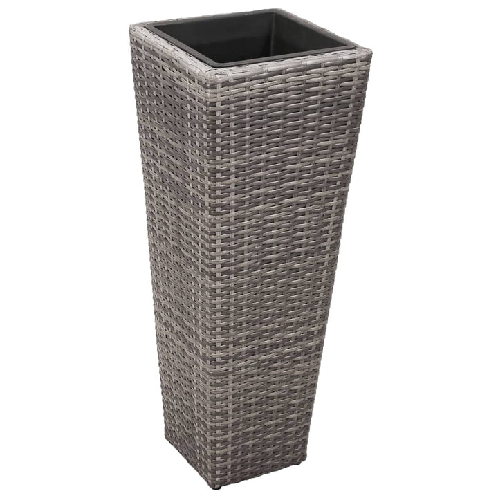 forhøjede plantekrukker 3 stk. polyrattan grå