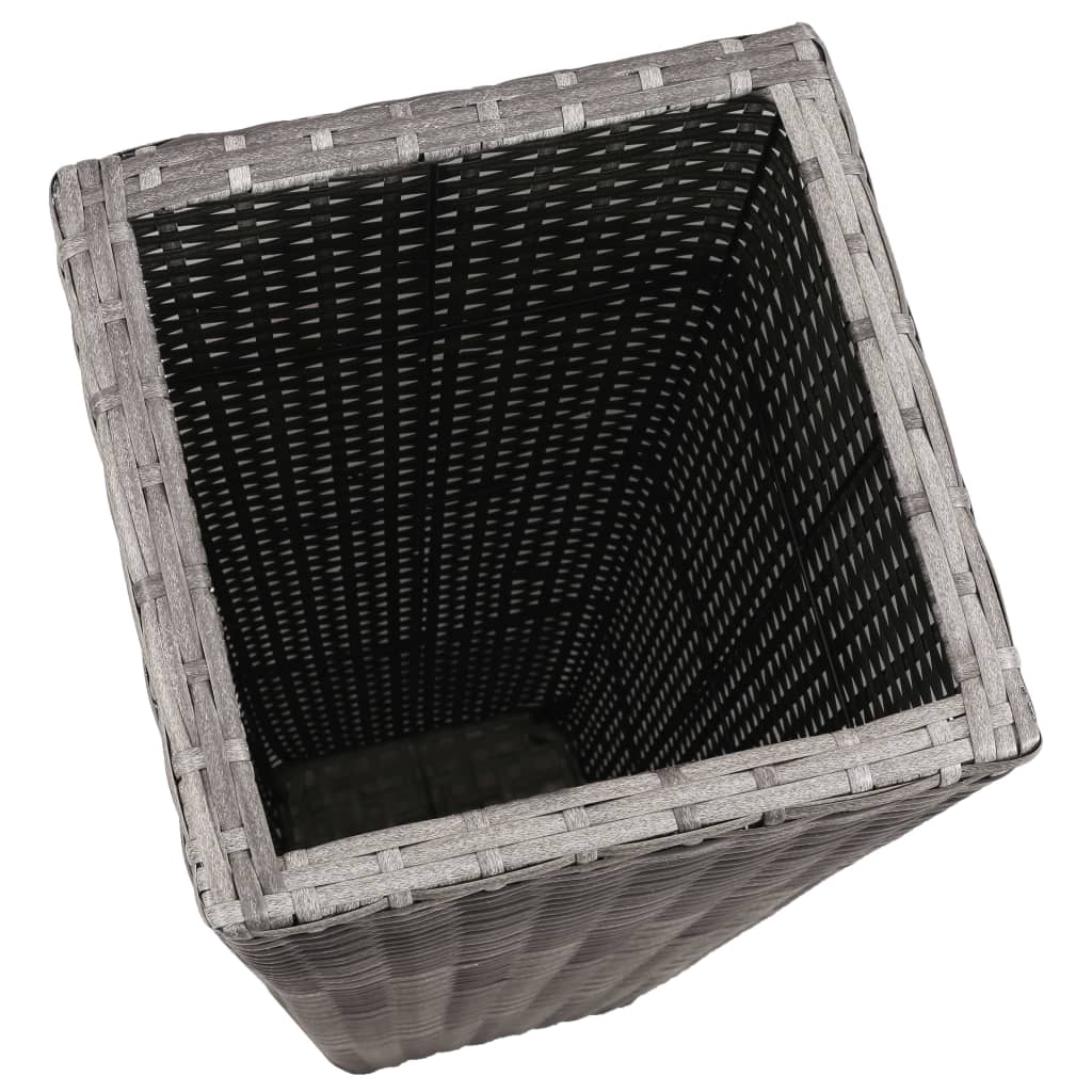 forhøjede plantekrukker 3 stk. polyrattan grå