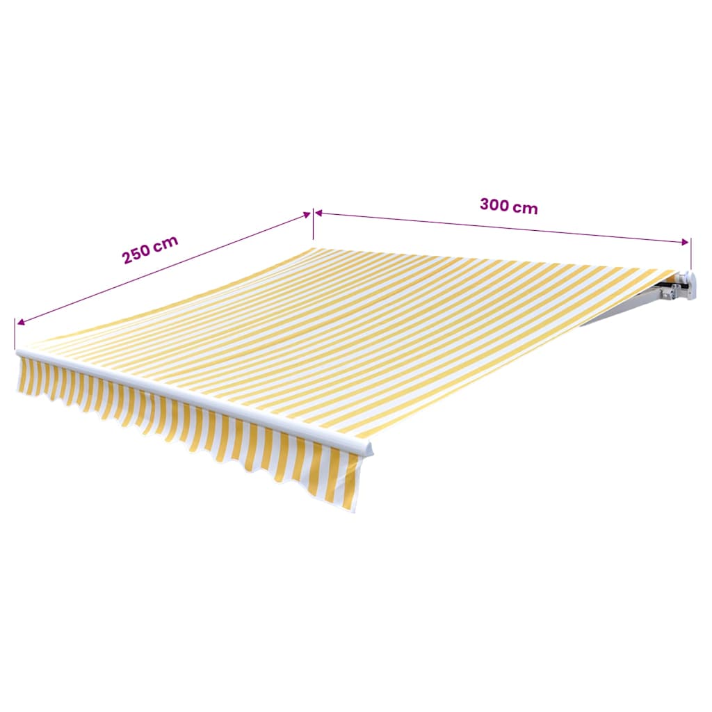foldemarkise manuel betjening 300 cm gul/hvid