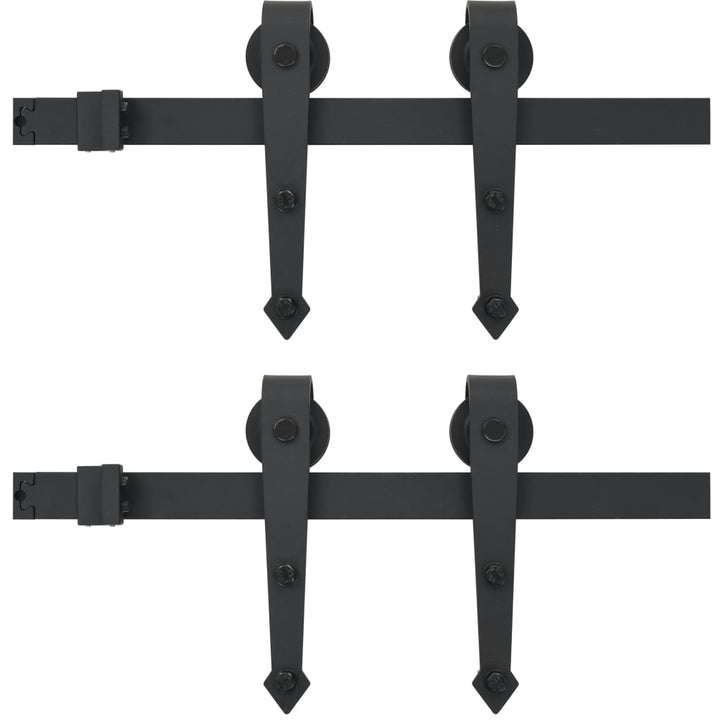 hardwarekit til skydedør 2 x 183 cm stål sort