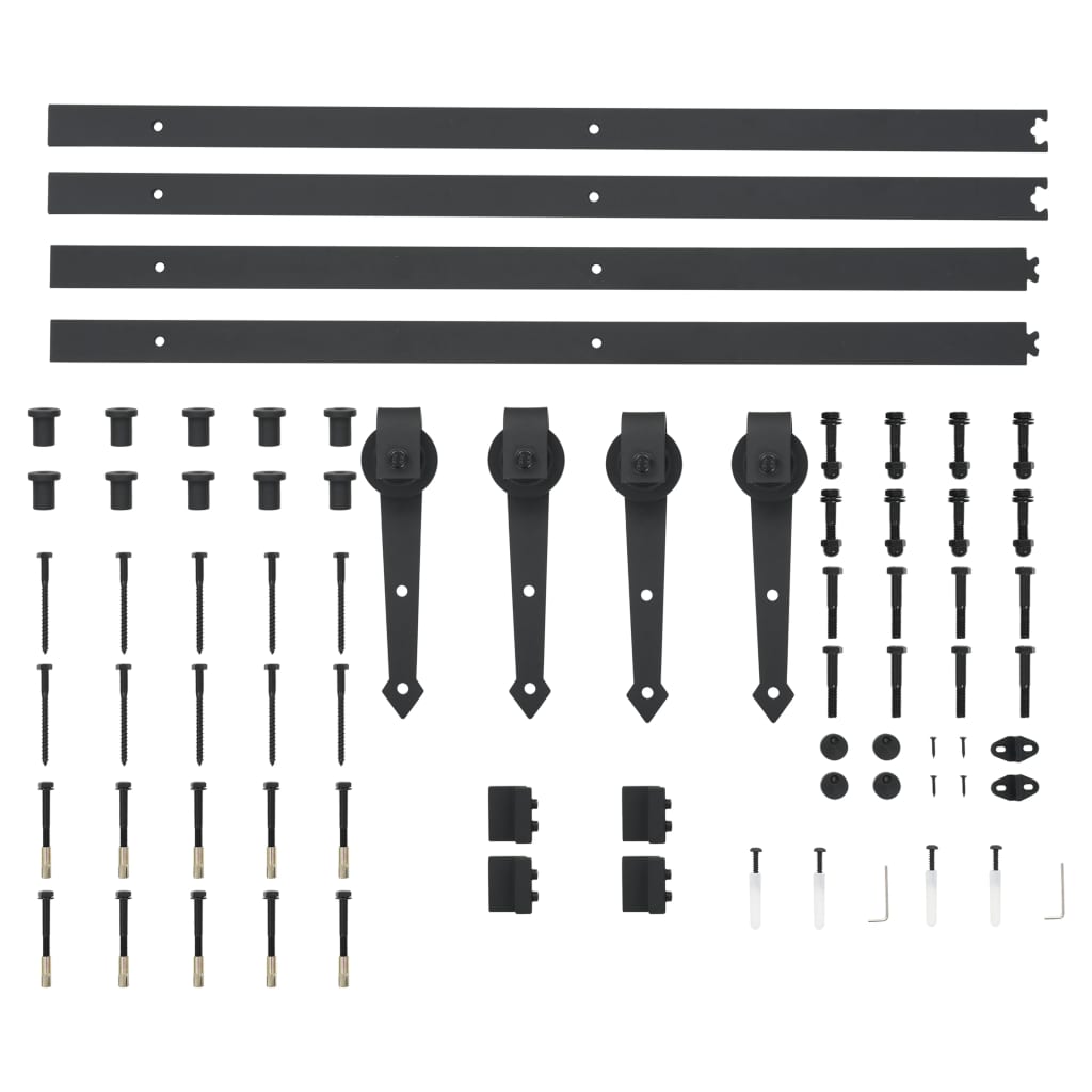 hardwarekit til skydedør 2 x 183 cm stål sort