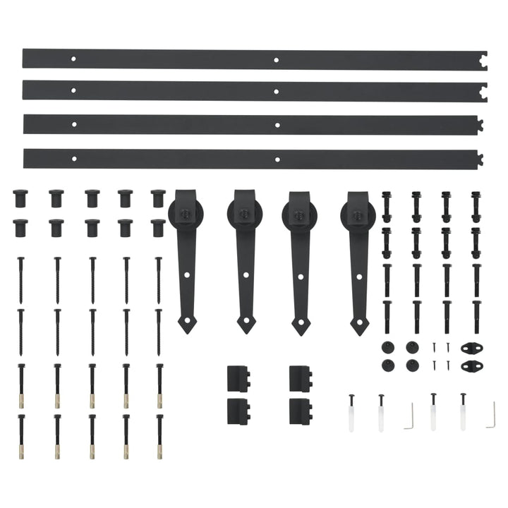 hardwarekit til skydedør 2 x 183 cm stål sort