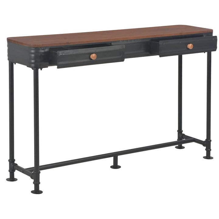 konsolbord med 2 skuffer 120x30x75 cm massivt grantræ