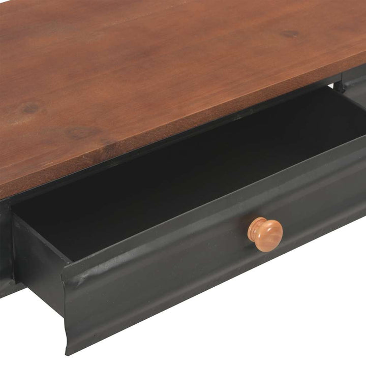 konsolbord med 2 skuffer 120x30x75 cm massivt grantræ