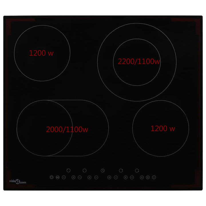 keramisk kogeplade med 4 varmezoner touch-panel 6600 W