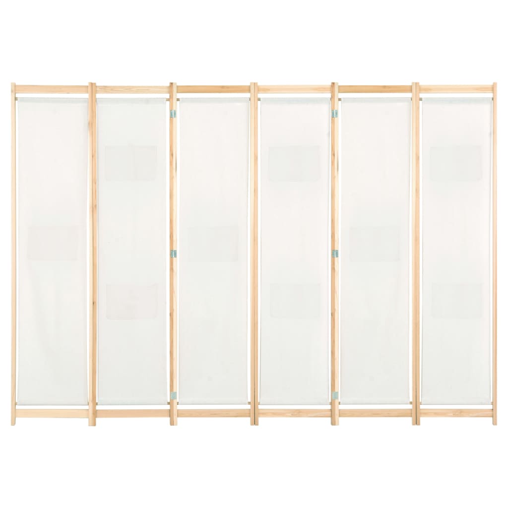 6-panelers rumdeler 240 x 170 x 4 cm stof cremefarvet