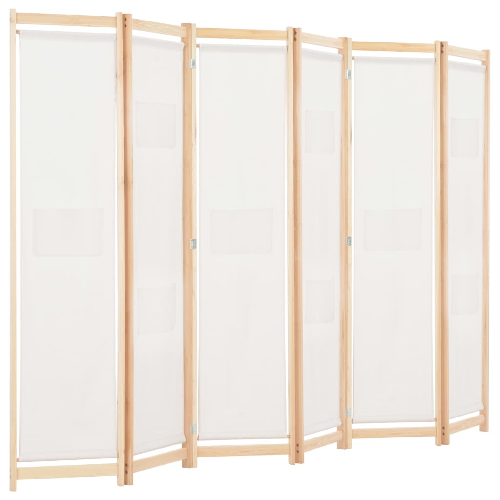 6-panelers rumdeler 240 x 170 x 4 cm stof cremefarvet